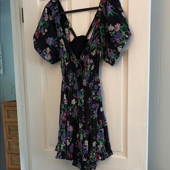 Free People Floral Black Dress with Puff Sleeves - Picture 1 of 3